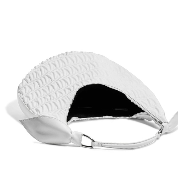 HOUSE OF WANT | HOW We Saunter White Shirring Luxury Vegan Leather Bag NWT - Picture 3 of 13